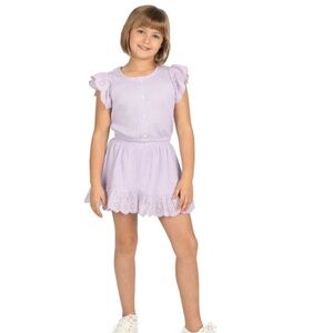 Isaac Mizrahi NWT, 2 pc, lavender gauze knit skirt set girls size M (7/8)